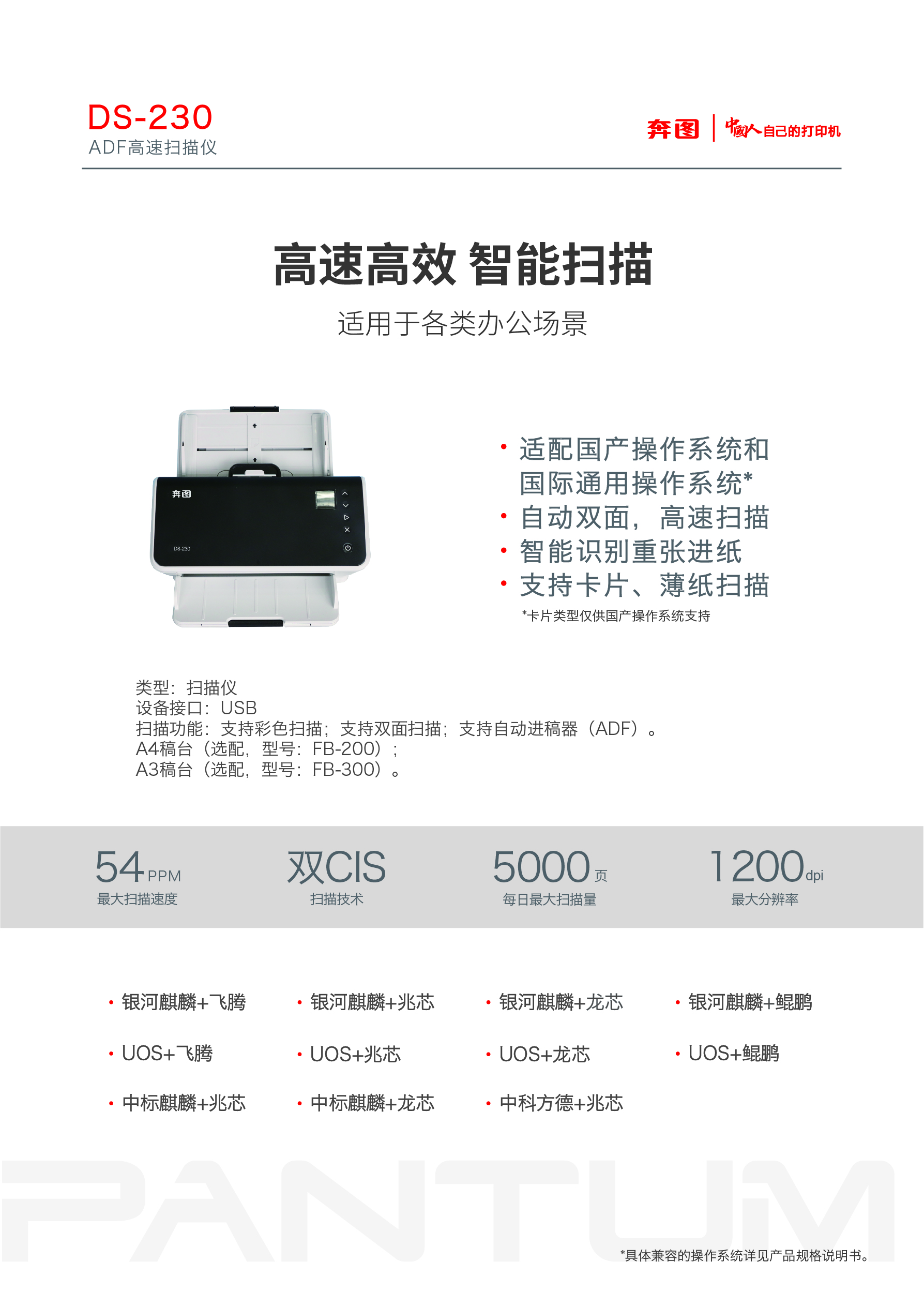 奔图/PANTUM DS-230 扫描仪 